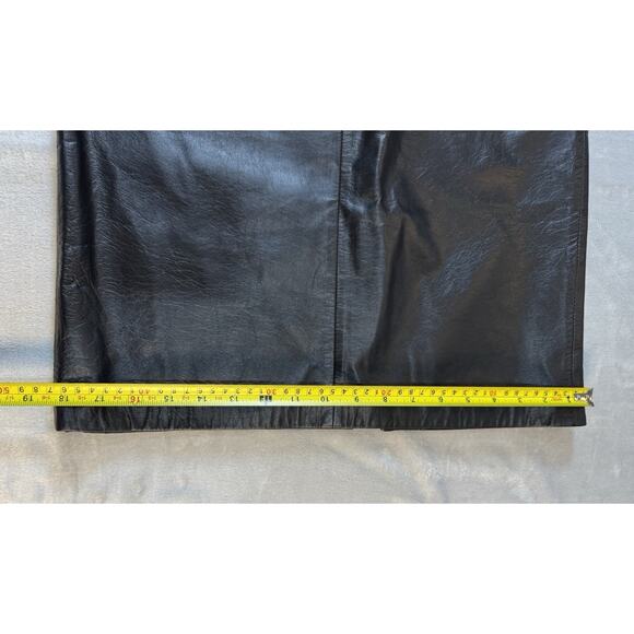 Vintage Dominique Leather Black Size 10 High Waist Midi Pleated 80s 90s - Picture 8 of 11